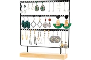 facaio Espositore per Orecchini, Supporto per Orecchini, Organizer per Gioielli | Espositore per Gioielli da Appendere, Rastrelliera in Metallo e Legno, per Collane, Orecchini