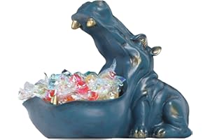 QIANLING Figurina di ippopotamo in resina - Piatto di caramelle unico e ciotola per chiavi per la scrivania dell'ufficio e l'arredamento del tavolo d'ingresso - Contenitore multifunzionale per articoli vari
