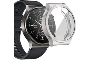 sciuU Protective Case compatible with Huawei GT 2 Pro, All-around Flexible TPU Case with Screen Protector, Soft Frame Shock Resistant Cover fit Huawei GT2pro - Silver