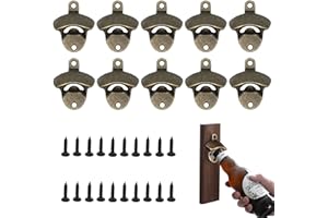 Orssmigs 10 Pièces Decapsuleur Mural Biere Vintage Ouvre Bouteille Mural Montage Mural Décapsuleur avec Vis, Carré Ouvre Bouteille Vintage Lot Décapsuleur Mural pour Bars, Barmans, Restaurants