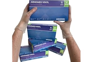 ARNOMED Winylowe rękawiczki jednorazowe M, bez talku, 100 sztuk/pudełko, rękawiczki jednorazowe, winylowe, dostępne w rozmiarach S, M, L i XL