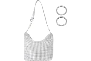 ZBHDEYG 1 srebrna torebka damska ze strasu, 2 otwarte pierścienie sprężynowe, kryształowy portfel, błyszcząca mała kwadratowa torebka, modna błyszcząca torebka na ramię, srebro, jeden