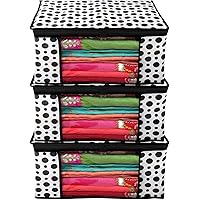 Kuber Industries Polka Dots Design 3 Piece Non Woven Fabric Saree Cover/ Clothes Organiser For Wardrobe Set with…