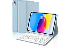 FOGARI Custodia con Tastiera Magnetica per iPad 10a Generazione 2022, Custodia con Bluetooth QWERTY Italiano, Supporto Apple Pencil, Rimovibile & Leggera, Compatibile al 100% con iPad 10.9" (Azzurro)