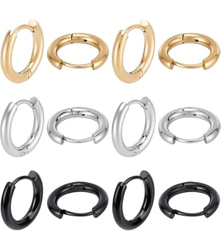 24 Pcs Crochets Boucles D'Oreilles Huggie Hoop Acier Inoxydable Plaqué Or 18K - 12 Paires 24 Pcs Crochets Boucles D'Oreilles Huggie Hoop Acier Inoxydable Plaqué Or 18K - 12 Paires