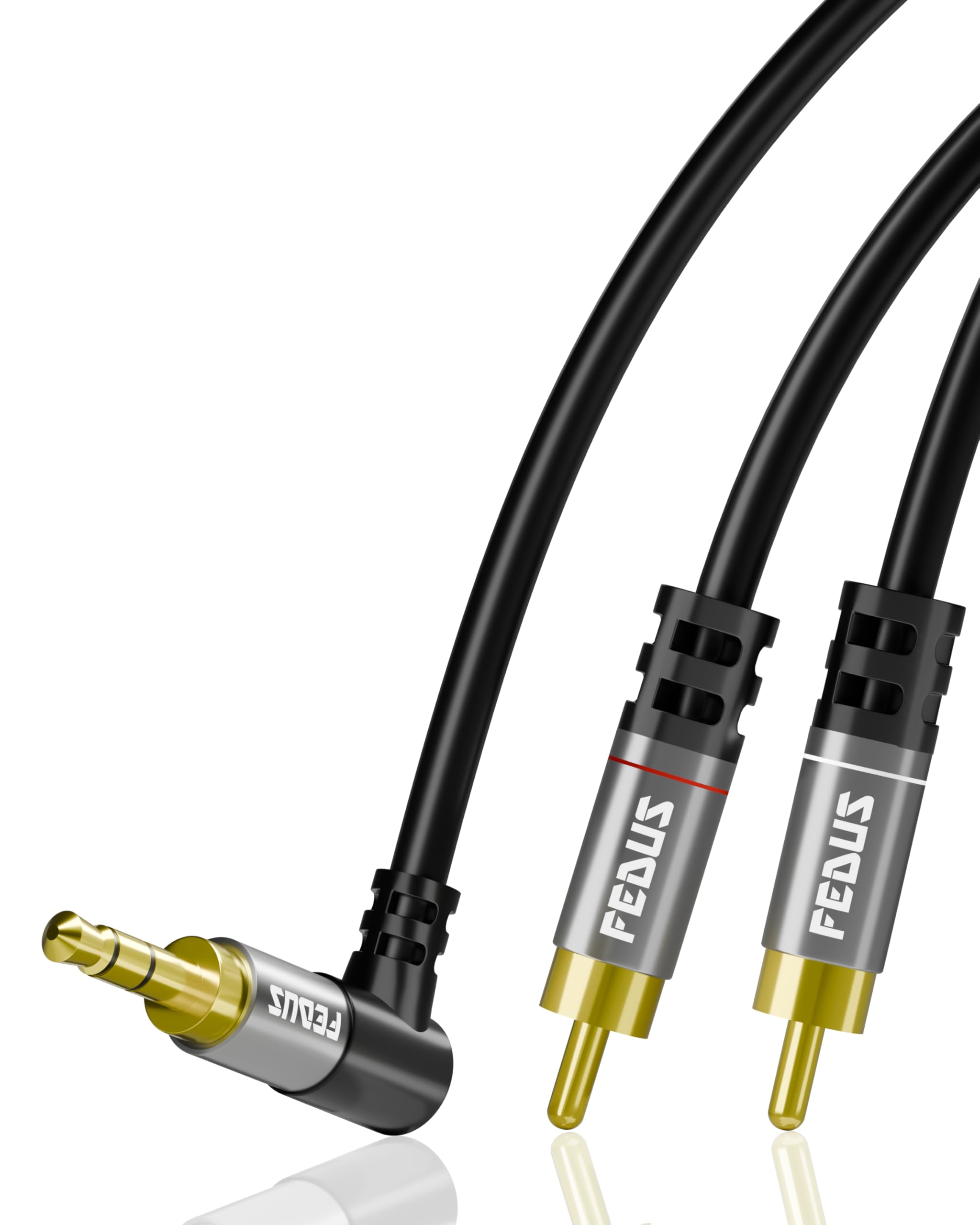 FEDUS L-Shape Aux to RCA Cable 3M RCA to 3.5mm Cable Double Shielded Oxygen-Free Copper RCA to 3.5 mm male 3.5mm to RCA Cable,RCA to Aux Cable,RCA to RCA cable for Smartphones,MP3,Tablets, Speakers