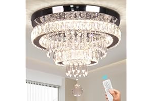 Finktonglan 15,7” lampadari di cristallo moderni, plafoniera LED dimmerabile con telecomando, K9 lampadari di cristallo a filo per camera da letto sala da pranzo soggiorno corridoio (Multicolore)