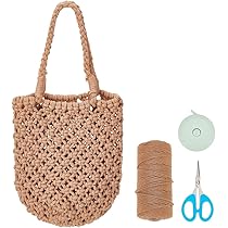 WEBEEDY Kit Borsa Macramè Fai Da Te Rosa, Kit Bohémien All'Uncinetto