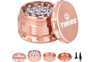 TIRIRS 3 Inches 4 Stück Premium Herb Grinder - Aluminium Large Spice Grinder mit Pollenfänger, Kommt mit Pollenschaber und Reinigungsbürste, Roségold.