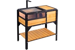 VEVOR Casa de tortuga de madera de cedro – Recinto de tortuga para interiores y exteriores con soporte de luz, recinto de reptiles para geco, lagarto, serpiente