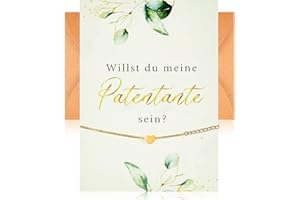 FACCITO Patentante Fragen Geschenk Willst Du Meine Patentante Sein Karte mit Umschlag und Verstellbares Herz Armband Antragskarte für Patentante Babyparty Geburtstag Party Mädchen Jungen