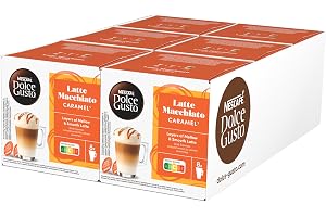 NESCAFÉ Dolce Gusto Latte macchiato-karamell | 96 kaffekapslar | Arabica Robustablandning | Fin karamellsmak och gott mjölkskum