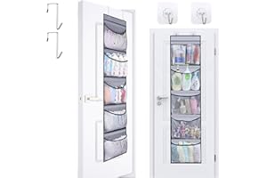 UTOCLEC Organizador Armario Colgante, Organizador Puerta Colgante con 5 Bolsillos Grandes, Organizadores Colgados de la Pared con 4 Ganchos, Organizador Taquilla para Puerta, Habitación de los Niños, Baño