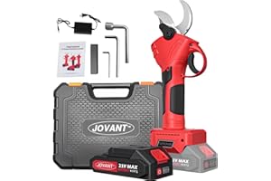 JOVANT Electric Pruning Shears, Electric Pruner 30mm Cutting Diameter,Electric Secateurs,Electric Pruners Cordless with 1pcs 2Ah Rechargeable Batteries&Replacement Blades Set Battery Powered Pruning Shears