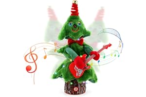 Aceshop Singing Dancing Christmas Tree 14'' Christmas Plush Toy with Music and Lights Electric Christmas Ornaments Stuffed Toy Wiggle Singing Xmas Musical Doll for Kids Gift Home Party Xmas Decor
