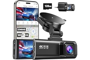 REDTIGER 4K Dashcam Voiture,STARVIS 2,Écran IPS 3,18 Pouces,Carte 128 Go Incluse, WiFi 5,8 GHz,GPS,Vision Nocturne,Grand Angle 170° WDR,Moniteur de Stationnement,Prend en Charge Jusqu'à 256 Go (F7NP)