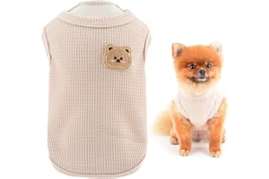 SMALLLEE_LUCKY_STORE Camiseta sin Mangas de Punto gofre con Oso para Cachorros, para Perros pequeños Gatos, Camiseta elástica, Chaleco Yorkie Chihuahua, Ropa de Verano, Crema, XXL