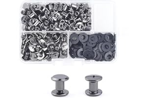 MABAHON 80 Set Chicago Screw Posts,Rivet Chicago Binding Screws,Metal Rivet for DIY Leather Decoration Bookbinding,Bags, Luggage,Backpack,Craft, M5x6mm (Black)