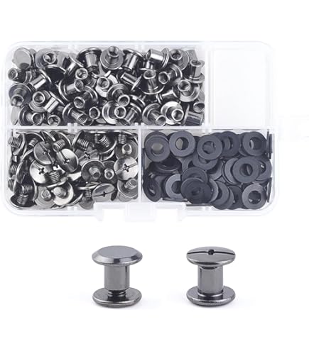 100 Set Borchie Per Pelle Con Doppio Cappuccio - 8x8mm, Oro, Per Fai Da Te E Riparazioni - Foto 10