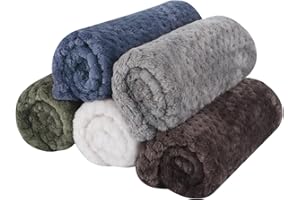 PET SPPTIES 5 Pcs Small Flannel Kitten Blankets Fleece, Soft and Warm Fuzzy Pet Throw for Dogs & Cats PS087 (76X52 CM, Mixed)