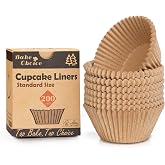 Cupcake Paper Moulds, 200 Standard Pieces, Food Grade Non-Stick Parchment, Unbleached &amp; Natural, Paper Cupcake Molds, Standar