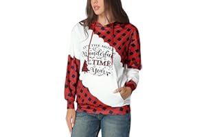 Glimnerize Womens Christmas Hoodie with Pocket Xmas Sweatshirt Gnome Funny Graphic Merry Christmas Print Jumper Long Sleeve S-XXL