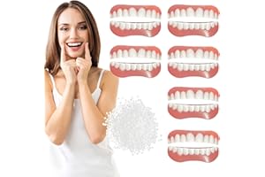 EUPSIIU 6 Paires Prothèses Dentaires Prothèse Dentaire Cosmétique Sourire Dent de Placages Dentaires Instantanées Prothèse Temporaire de Blanchiment Fausses Dents Haut Bas Prothèses Dentaires