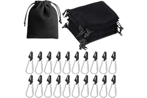 MEISO 10 Stück Gewichtstaschen und 20 Stück Clips, Pavillon Sandsäcke, Tragbare Gewichtstasche für Befestigen Pavillon Vorhänge im Freien, StandfüßeZelten, Tischdecken (Schwarz)