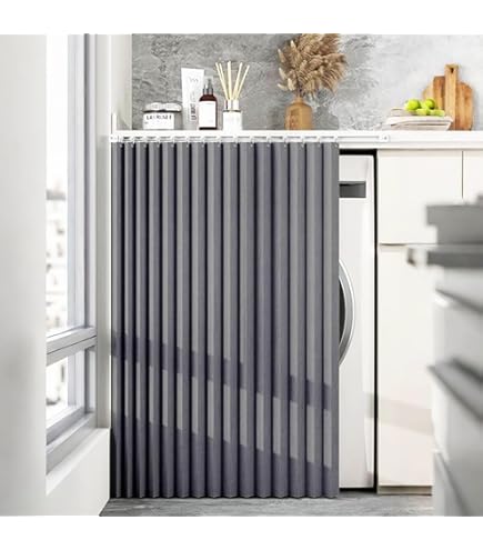 Rideau Anti-poussière Sur Mesure Avec Rail – Toile Imitation Lin, Fixations Adhésives | Pour Armoire, Cuisine, Salle De Bain