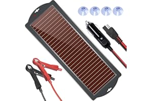 POWOXI Solar Car Battery Trickle Charger, 12V 1.8W Solar Battery Charger Car, Waterproof Portable Amorphous Solar Panel For Automotive, Motorcycle, Boat, Atv,Marine, RV, Trailer, Powersports, Snowmobile, etc