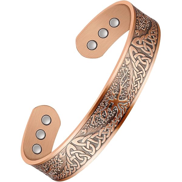 EnerCoppeX Bracciali Magnetici In Rame Puro Vintage | Confezione Da 2 Con 8 Magneti | Regolabili Per Uomo E Donna | Rame