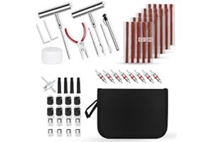 MSSAYA Tyre Repair Kit-Car Tyre Puncture Repair Kit With 30PCS Repair Plugs-Tubeless Tyre Repair Kit for Car, Motorcycle, Truck, Van, ATV, Tractor (Dark grey)