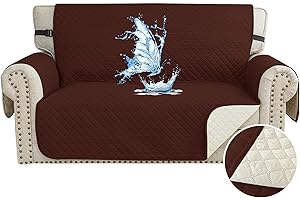 CYCMACO Funda Sofa 2 Plazas, Funda Impermeable Sofa, Cubre Sofa Verano con Reposabrazos, Fundas De Sofa Ajustables, Fundas para Sofa Antipelos, Funda Sofa Gatos, Café