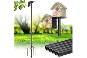 FLY HAWK Support de Nichoir, 150cm Support de Nichoir Réglable Poteau de Maison Extérieure avec Piquet Coupe-Vent à 5 Griffes et Support de Montage, pour Maison de Merle Bleu, Copain d’Oiseau, Station Météo