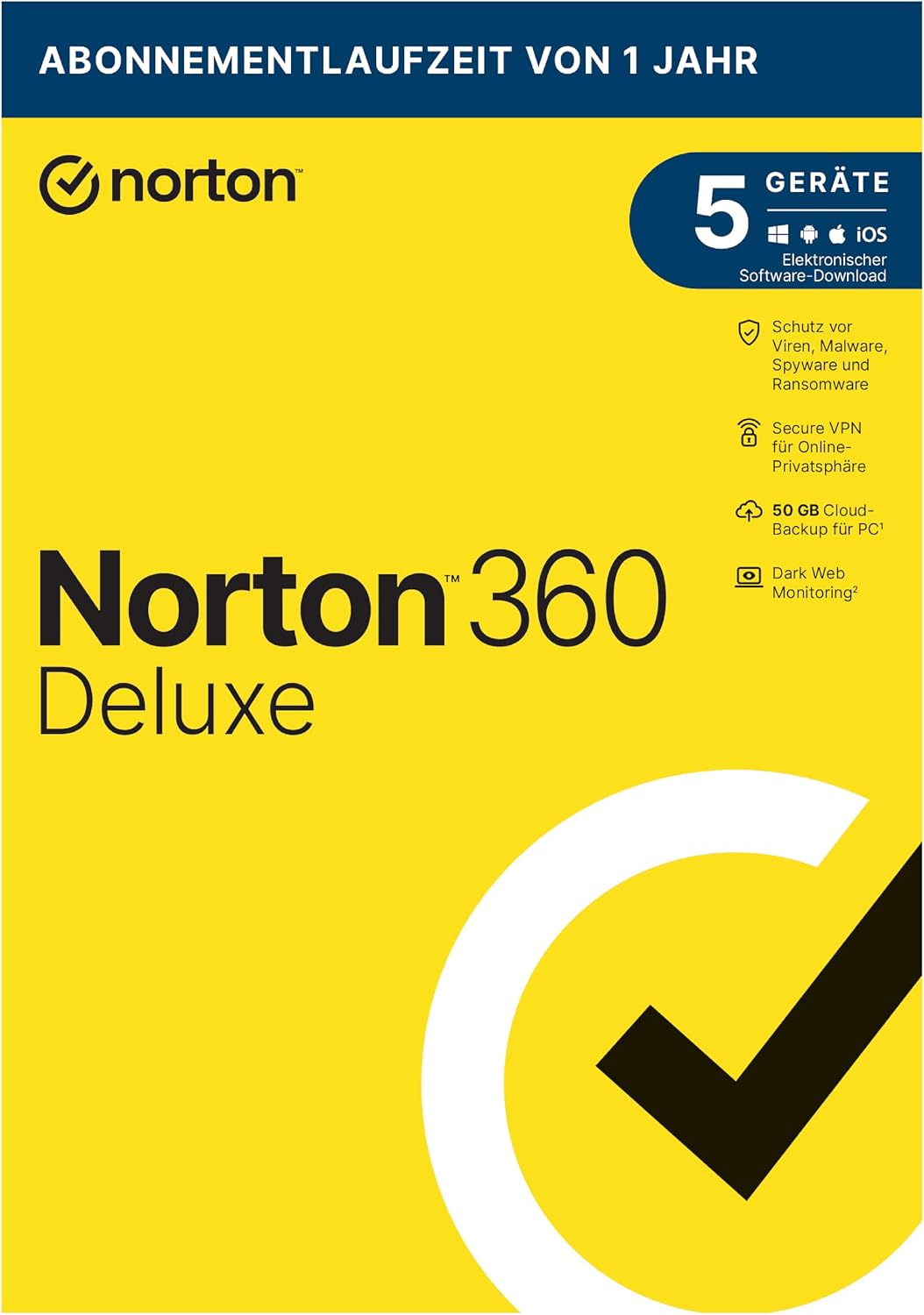 Norton 360 Deluxe 2021 | 5 Devices | Antivirus | Unlimited Secure VPN & Password Manager | 1 Year | PC/Mac/Android/iOS | Activation Code in Original Packaging