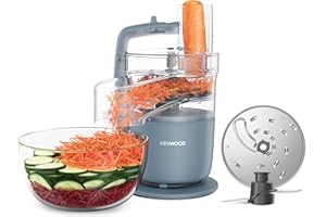 ‎KENWOOD Kenwood MultiPro Go FDP22.130GY, Kompakt-Küchenmaschine nur 30cm hoch, zum Schneiden, Reiben, Pürieren und Teig Kneten, Express-Serve, 1,3 l Arbeitsbehälter, 650 W, Blau