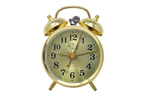 Starlet24 10 cm zegar retro budzik z dzwonkiem nostalgia retro podwójne dzwonki budzik złoty kolor (#867)