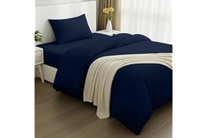 Utopia Bedding Set Copripiumino da 3 Pezzi - Copripiumino 135x200cm, Lenzuolo con Angoli 90x190cm, Federa 50x75cm - (Blu Navy, Singolo)