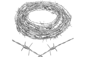 VPPIK Barbed Wire 1.7 * 10m Real Barb Wire Easy to Bend Outdoor Garden Security Fence Fencing Anti-Cat Fox Bird Deterrent Spikes Roll