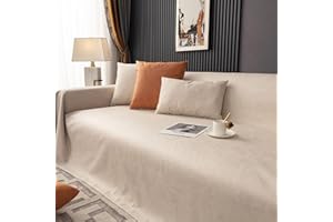 VanderHOME Housse de Canapé, Protection Canape Impermeable，Entretien sans Lavagedesign Minimaliste en Couleurs Unies，Antidérapante, Protection Canapé Chat Chiens Griffures 210 * 300cm-Beige