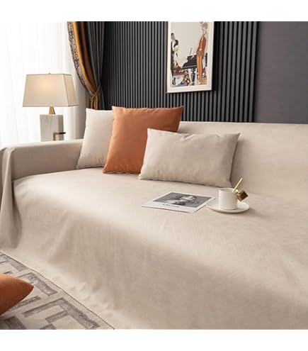 VanderHOME Sofa handdoek Effen kleur Waterdichte Sofa Slipcovers Antislip Elastische Meubels Zachte Protector Bank voor Honden Kat Huisdiervriendelijke 210 * 400 cm Licht grijs