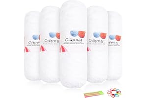 ‎COOPAY Coopay Samt Chenille Wolle zum Häkeln, 500g (5x100g) Velvet Chenillegarn, Dicke Wolle zum Stricken, Flauschige Weiche Samtig Chenillewolle mit Häkelzubehör für Schals, Decken - Weiß