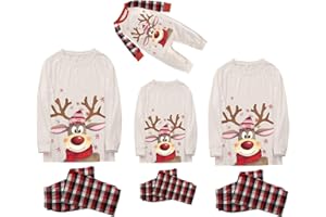 FAMZUNEU Weihnachts Pyjama Family Set Schlafanzug Weihnachten Partner Damen Herren Kinder Weihnachtspyjama Jungen Mädchen Rundhals Familien Outfit Set Matching Pyjamas