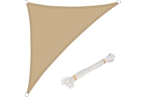 WOLTU Voiles d'ombre Triangle 3x3x4.25 m Respirante en HDPE, Toile d'ombrage Protection Solaire, Anti 85% UV Contre Le Vent, pour Jardin terrasse Camping Sable