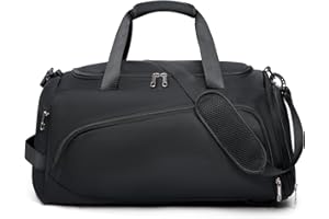 KLUIJEILN Sporttasche Herren und Damen - Sporttasche Rucksack - Reisetasche - Weekender Duffle Bag - Gym Bag mit Schuhfach und Nassfach - 50 x 28 x 25 cm - Schwarz