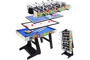 ALPIKA DRM 4 in 1 Folding Combo Game Table, Billiards Table, Pool/Snooker Table,Hockey Table,Table Tennis Table,Football Table with Parts Storage Box,4FT