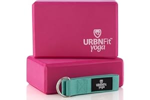 URBNFit Yoga Block - Moisture Resistant High Density Foam Blocks - Bolster to Improve Balance & Flexibility - Fitness Bricks for Pilates & Gym w/ PDF Guide