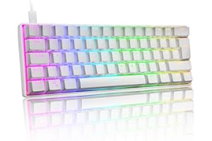 URCHOICELTD UK 61 60% Tastiera da gioco meccanica vera Tipo C Cablata 61 tasti Tastiera impermeabile USB retroilluminata a LED Retroilluminazione RGB Tasti anti-ghosting completi per computer/PC/laptop/MAC