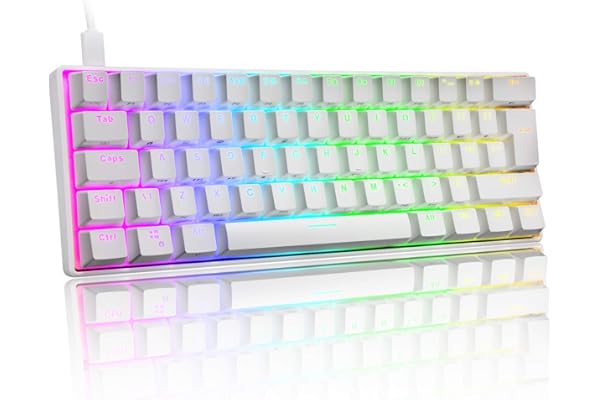 UK61 60% véritable clavier de jeu mécanique type C filaire 61 touches LED rétro-éclairé USB clavier étanche rétro-éclairage RVB touches anti-ghosting pour ordinateur / PC / ordinateur portable / MAC