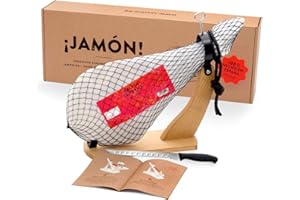 ‎JAMON.DE Jamon-Box Nr. 1 von jamon.de - Serrano Schinken 4,5 Kg im Geschenkkarton mit Zubehör | Schinken-Set inklusive Schinkenständer, Messer & Schneide-Anleitung | ideal als Geschenk